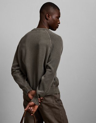 AE77 Garment-Washed Raglan Sweater