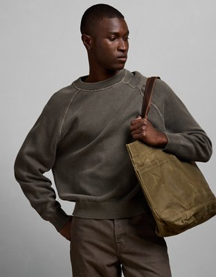 AE77 Garment-Washed Raglan Sweater