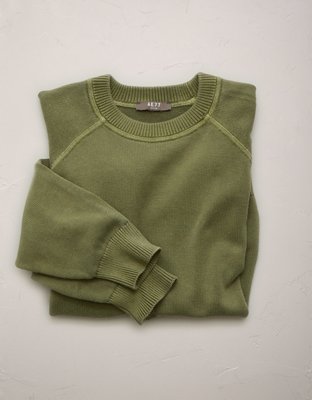 AE77 Garment-Washed Raglan Sweater
