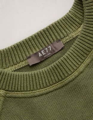 AE77 Garment-Washed Raglan Sweater