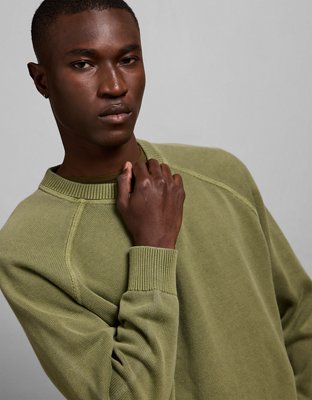 AE77 Garment-Washed Raglan Sweater