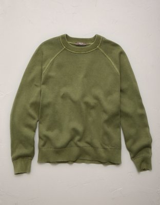 AE77 Garment-Washed Raglan Sweater