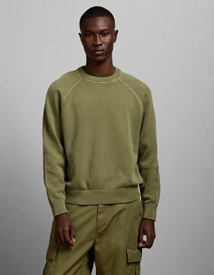 AE77 Garment-Washed Raglan Sweater
