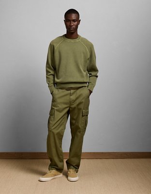 AE77 Garment-Washed Raglan Sweater