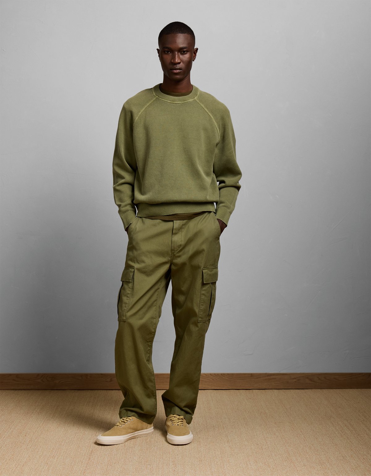 AE77 Garment-Washed Raglan Sweater - image 5