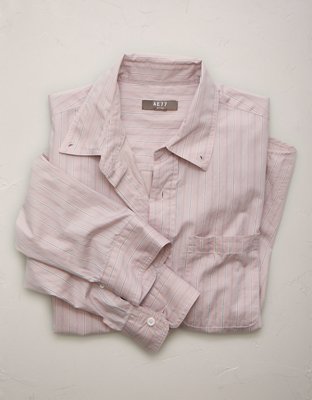 Мужская рубашка American Eagle AE77 Poplin Button-Up, цвет: Ореховый — фото 4
