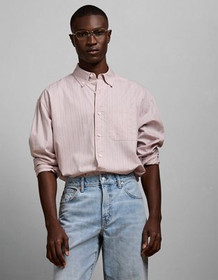 Мужская рубашка American Eagle AE77 Poplin Button-Up, цвет: Ореховый — фото 7