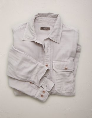 Мужская рубашка American Eagle AE77 Cotton Gauze Utility, цвет: Сиреневый — фото 4