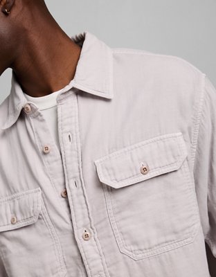 Мужская рубашка American Eagle AE77 Cotton Gauze Utility, цвет: Сиреневый — фото 7