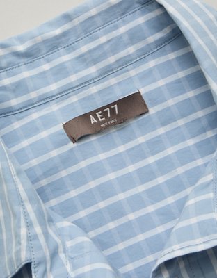 Мужская рубашка American Eagle AE77 Poplin Military Button-Up, цвет: Синий — фото 6