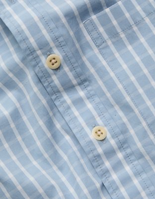 Мужская рубашка American Eagle AE77 Poplin Military Button-Up, цвет: Синий — фото 8