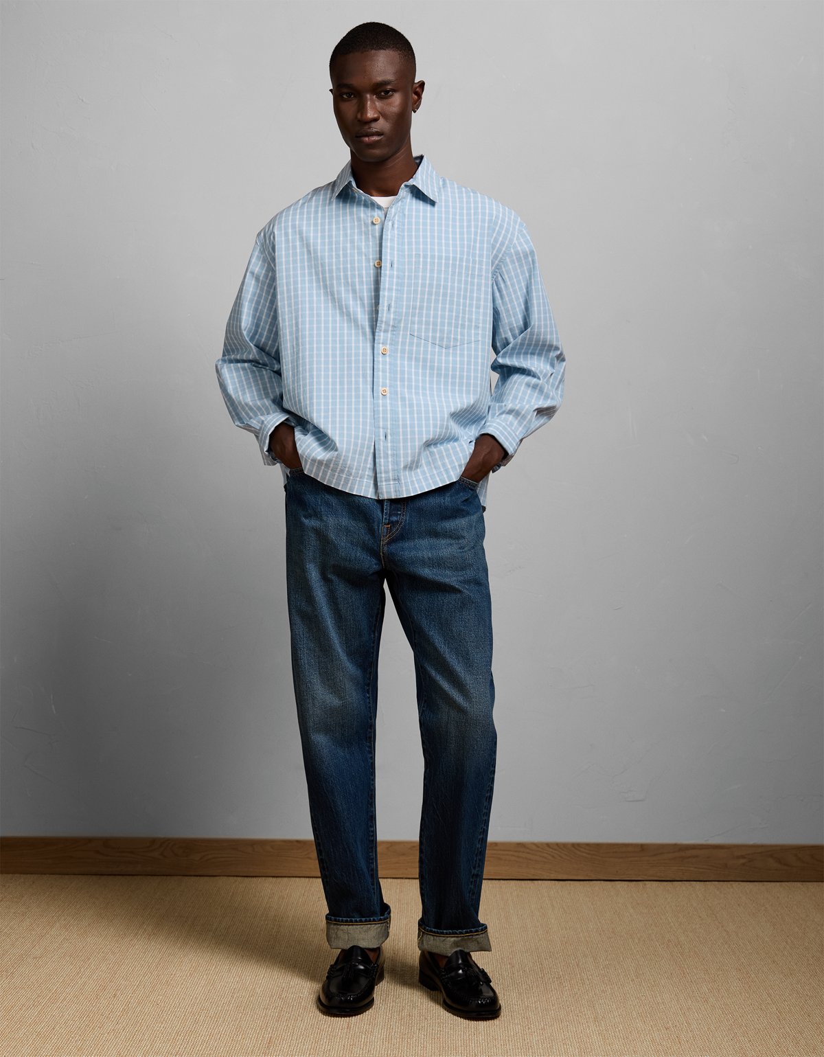 AE77 Poplin Military Button-Up Shirt - image 5