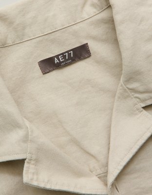 AE77 Linen-Blend Camp Collar Surplus Shirt