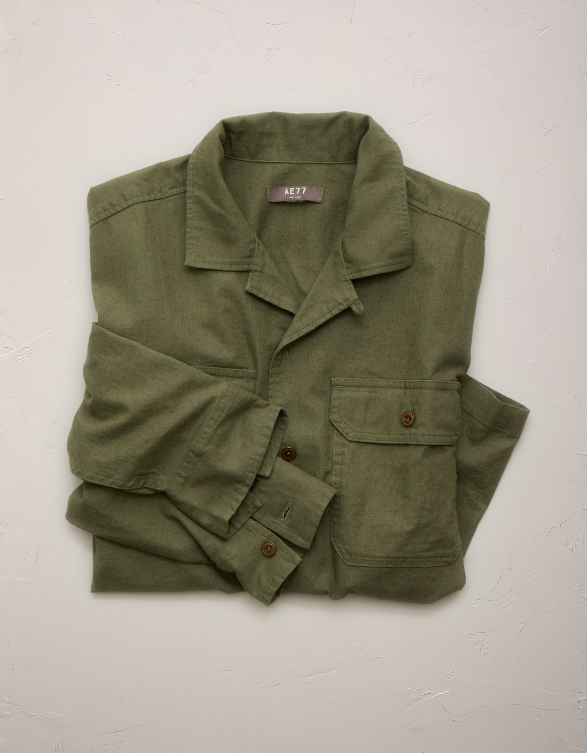 AE77 Linen-Blend Camp Collar Surplus Shirt - image 4