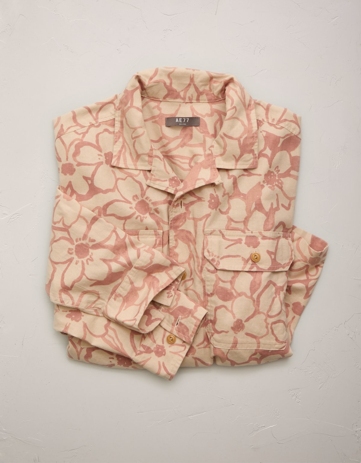 AE77 Linen-Blend Camp Collar Surplus Shirt - image 4