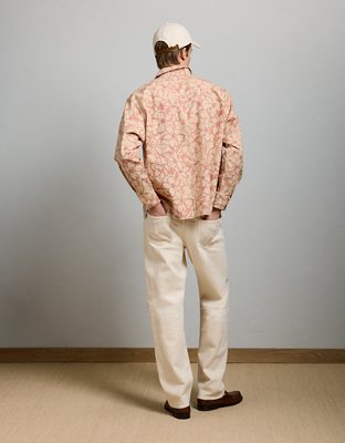 AE77 Linen-Blend Camp Collar Surplus Shirt