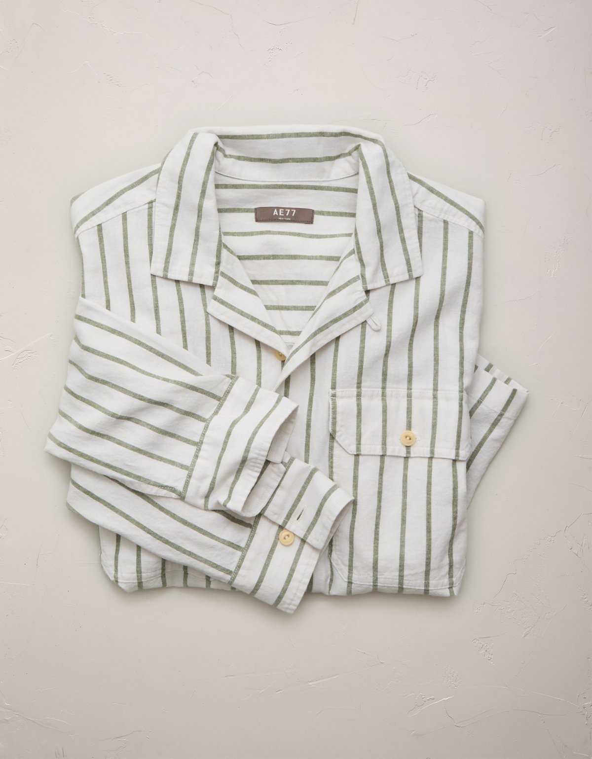 AE77 Linen-Blend Camp Collar Surplus Shirt - image 4