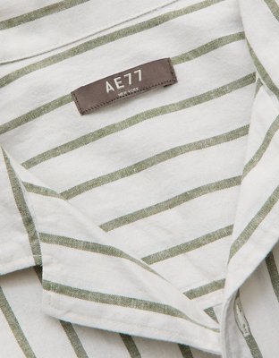 AE77 Linen-Blend Camp Collar Surplus Shirt