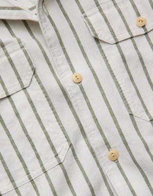 AE77 Linen-Blend Camp Collar Surplus Shirt