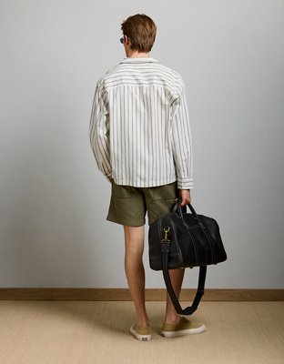 AE77 Linen-Blend Camp Collar Surplus Shirt