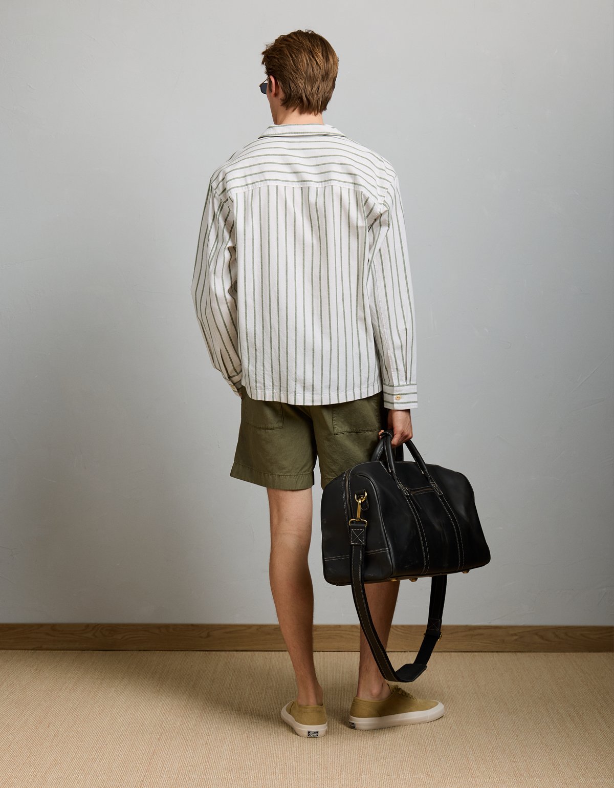 AE77 Linen-Blend Camp Collar Surplus Shirt - image 2