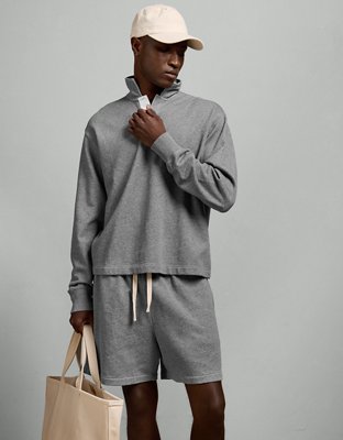 AE77 Garment-Washed Long-Sleeve Utility Polo Shirt