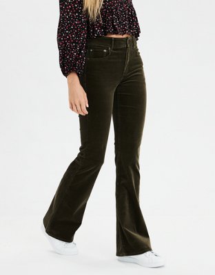 black corduroy flare pants