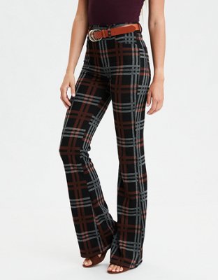 plaid high rise pants