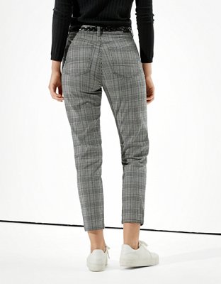 AE Stretch Plaid Mom Pant