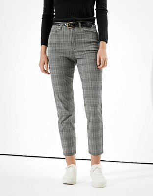 AE Stretch Plaid Mom Pant