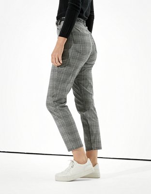 AE Stretch Plaid Mom Pant