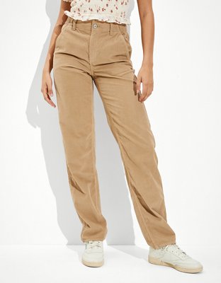 Tan High Rise Corduroy Trouser By Adorify