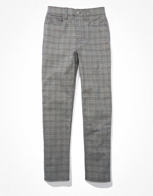 AE Stretch Plaid Mom Straight Pant