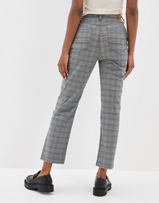 AE Stretch Plaid Mom Straight Pant