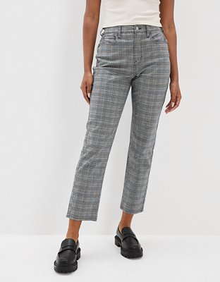 AE Stretch Plaid Mom Straight Pant