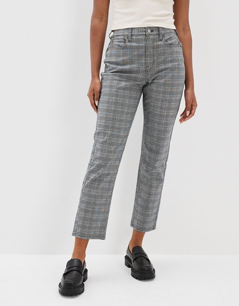 Женские брюки American Eagle AE Stretch Plaid Mom Straight Pant