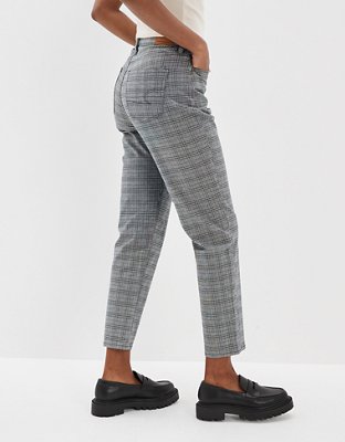 AE Stretch Plaid Mom Straight Pant