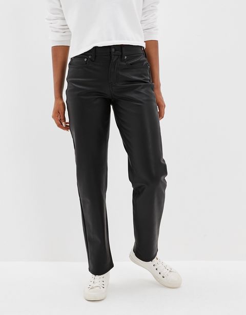 Женские брюки American Eagle AE Stretch Vegan Leather '90s Straight Pant