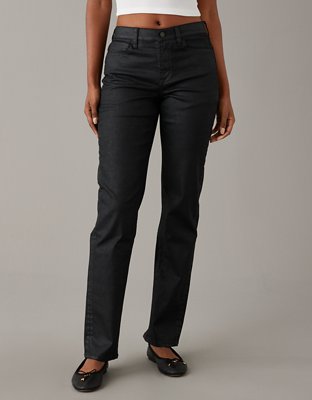 AE Stretch High-Waisted Vegan Leather Straight Cargo Pant