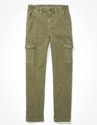 AE Stretch High-Waisted Vegan Leather Straight Cargo Pant