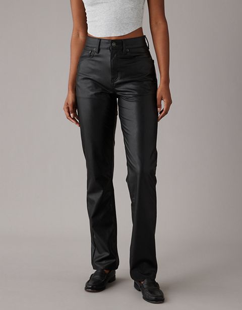 Женские брюки American Eagle AE Stretch Vegan Leather Super High-Waisted Straight Pant