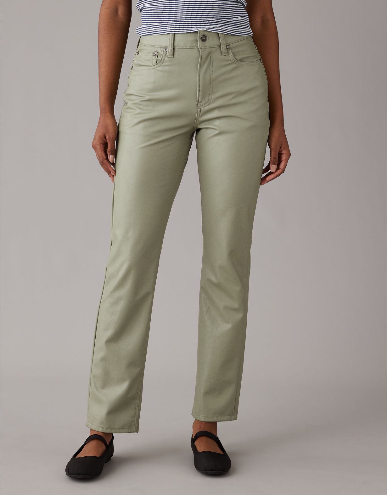 AE Stretch Vegan Leather Super High-Waisted Straight Pant