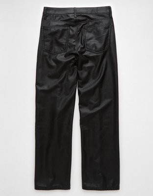 AE Pantalones Stovepipe Stretch Cintura Alta de Cuero Vegano