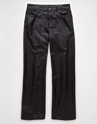 AE Pantalones Stovepipe Stretch Cintura Alta de Cuero Vegano