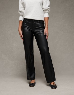 AE Stretch High-Waisted Stovepipe Leather Pant