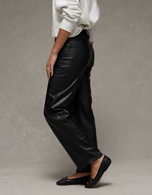 AE Stretch High-Waisted Stovepipe Leather Pant