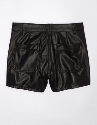 Jupe-short en cuir végétalien à taille haute AE