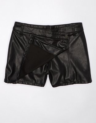 Jupe-short en cuir végétalien à taille haute AE