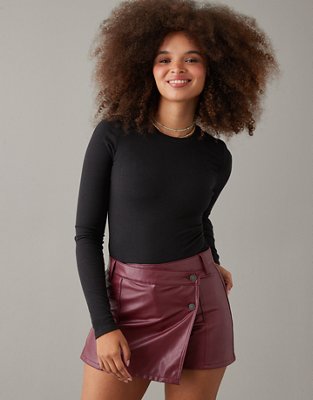 High waisted 2025 vegan leather skirt