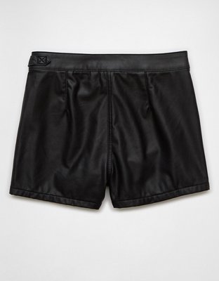 Женские юбки American Eagle AE High-Waisted Vegan Leather Wrap Skort — фото 4